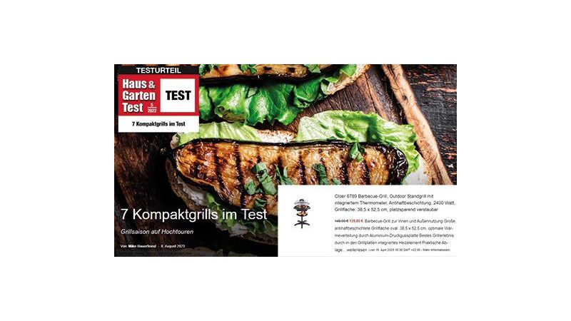 Haus & Garten Test gegrillte Auberginen und Cloer Grill 6789