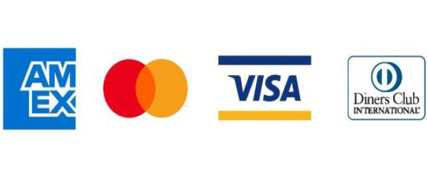Das Bild zeigt die Logos von American Express, Master Card, Visa Card und Diners Club